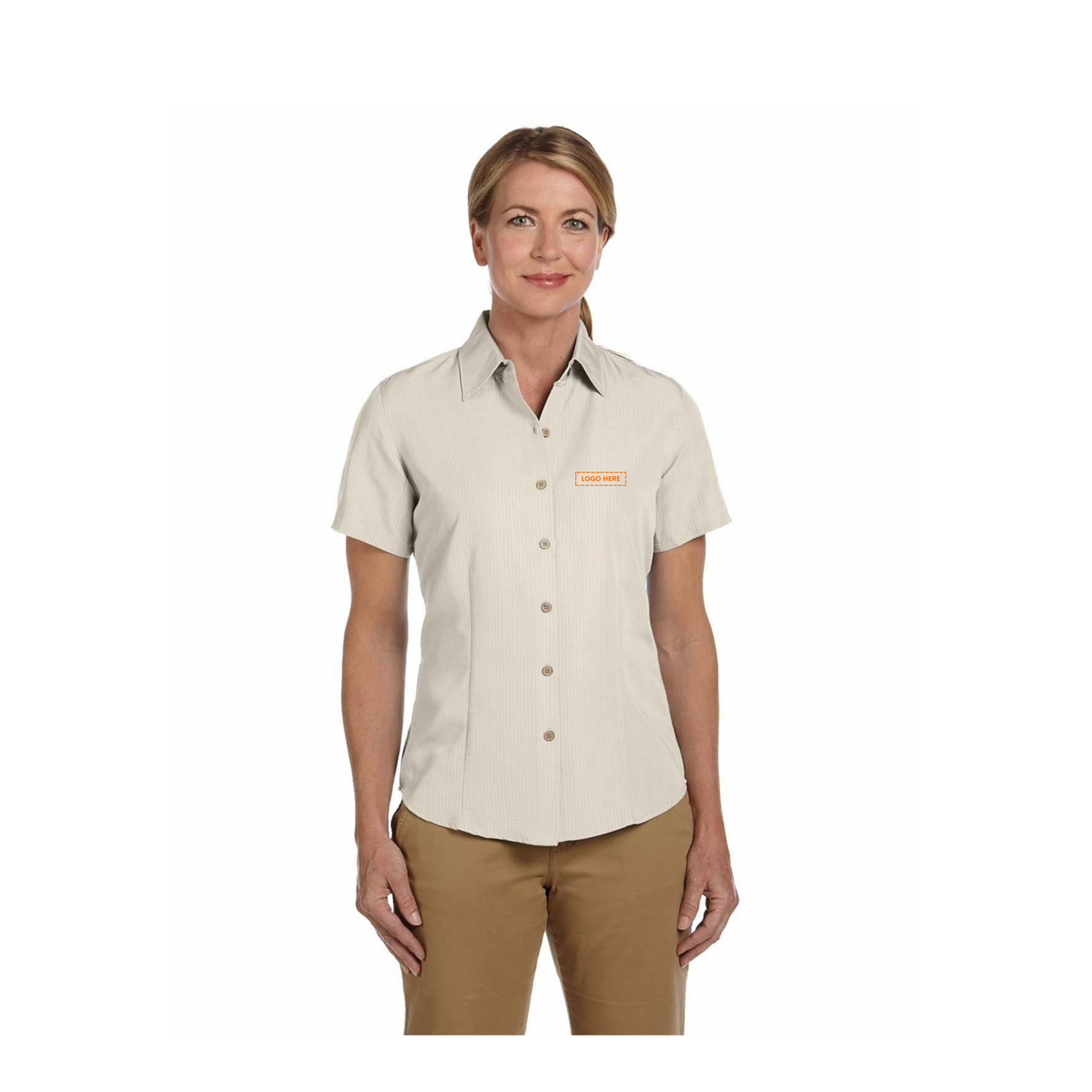 Harriton Ladies' Barbados Textured Camp Shirt
